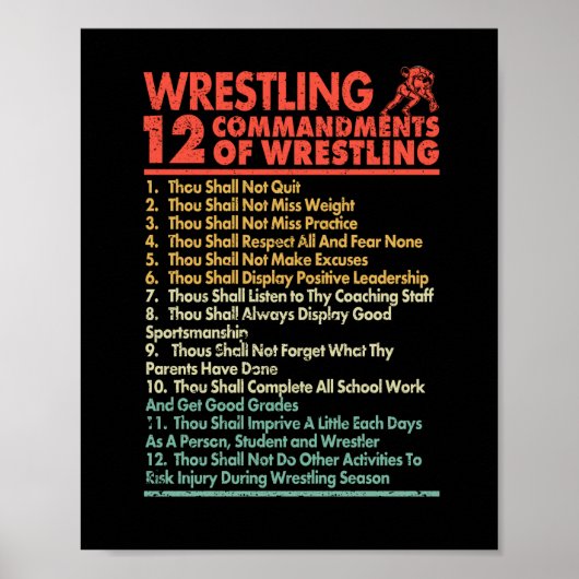 Zwölf Gebote an Wrestling Funny Wrestle Fan Poster (Vorne)