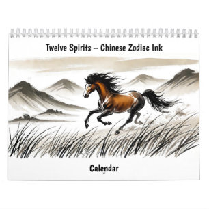 Zwölf Geister – Chinesischer Zodiak-Tuschekalender Kalender