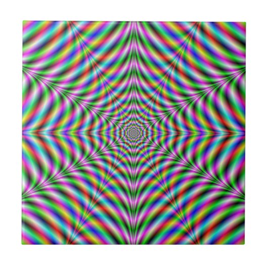 Zwölf gepunktete psychedelische Web-Fliesen Fliese (Vorderseite)