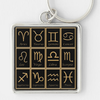 Zwölf Gold Zodiac Signs Premium Schlüsselanhänger