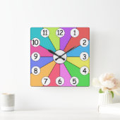 Zwölf helle Farben Quadratische Wanduhr (Zuhause)