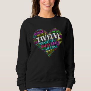 Zwölf Jahre alt 12. Geburtstag Herztypografie Sweatshirt
