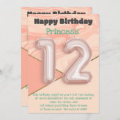 Zwölf Jahre alte Mädchen Happy Birthday Card (Vorne/Hinten)