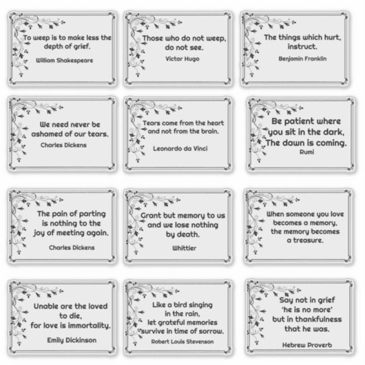 Zwölf kurze Zitate Botanischer Eckrahmen Zeichnend Aufkleber (Vorderseite)