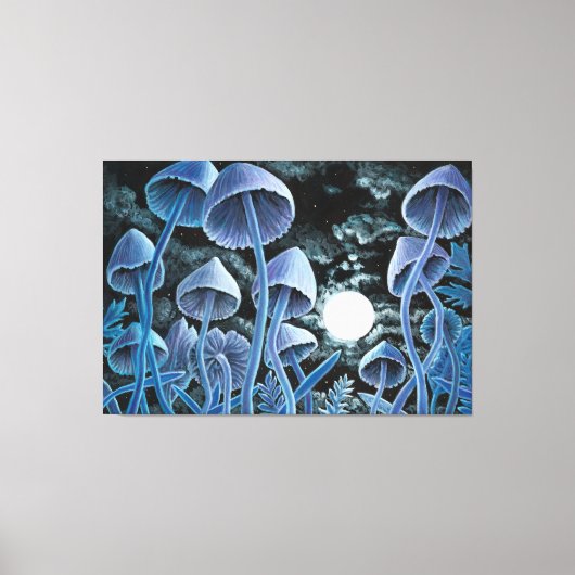 Zwölf magische Pilze auf Vollmond Leinwanddruck (Vorderseite)