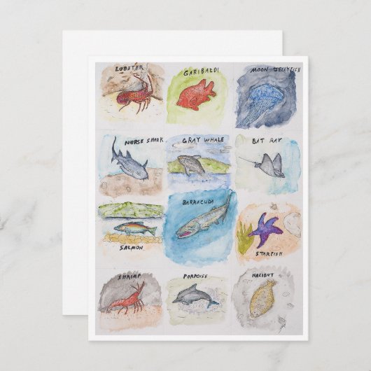 Zwölf Meereslebewesen Feiertagskarte (Vorne/Hinten)