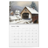 Zwölf Monate bedeckte Wasserfarbenbrücken Kalender (Jan 2026)