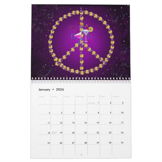 Zwölf Monate Frieden Kalender (Jan 2026)