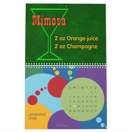 Zwölf Monate grundlegende Mischgetränke Kalender (Jan 2026)