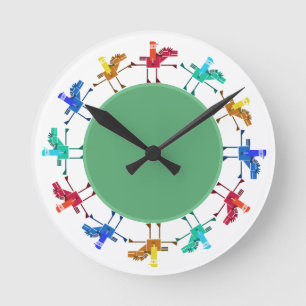 Zwölf Pferde und Reiter Kinder Runde Wanduhr