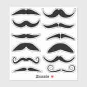 Zwölf schwarze Mustaches Aufkleber (Blatt)