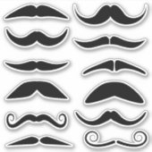 Zwölf schwarze Mustaches Aufkleber (Vorderseite)