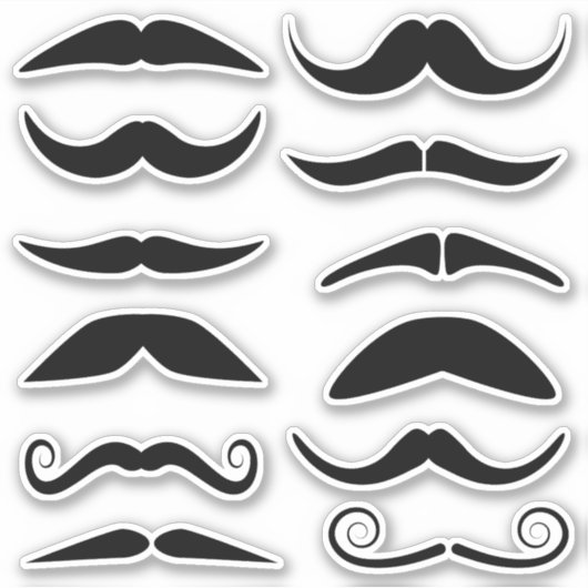 Zwölf schwarze Mustaches Aufkleber (Vorderseite)