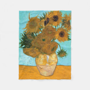Zwölf Sonnenblumen in einer Vase (Stillleben Maler Fleecedecke