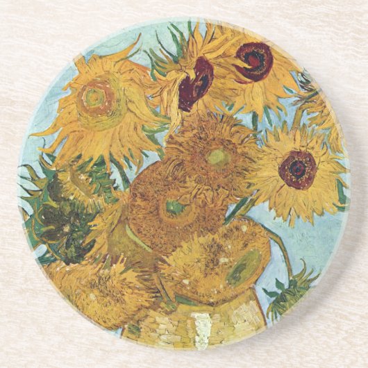Zwölf Sonnenblumen von Van Gogh Sandstein Untersetzer (Vorne)