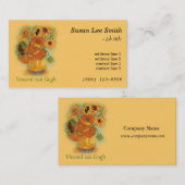 Zwölf Sonnenblumen von Vincent van Gogh. Gelb Visitenkarte (Vorne/Hinten)
