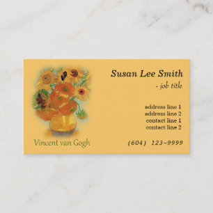 Zwölf Sonnenblumen von Vincent van Gogh. Gelb Visitenkarte
