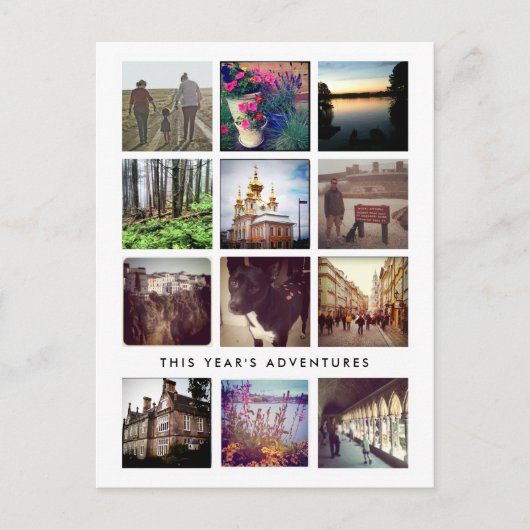Zwölf Square Foto Collage Happy Holiday Postkarte (Vorderseite)