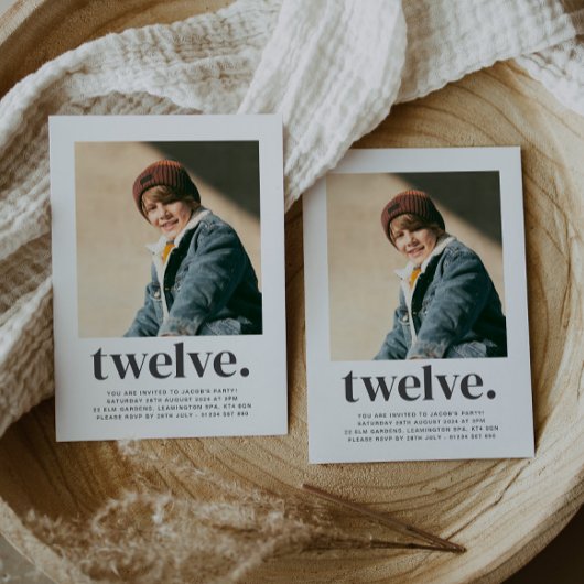 Zwölf Square Foto Erster Geburtstag Einladung