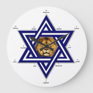 Zwölf Stämme Israel-Acryl-Uhr Große Wanduhr