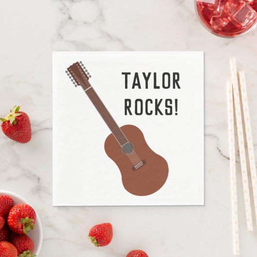 Zwölf String Gitarre Personalisiert Party Napkins Serviette (Beispiel)