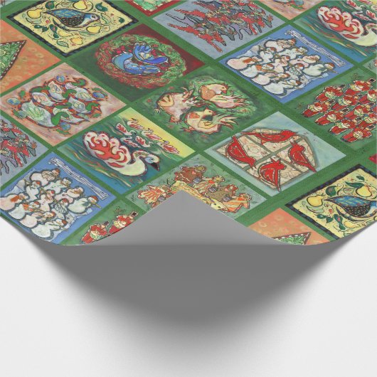 Zwölf Tage grünes Papier Geschenkpapier (Ecke)