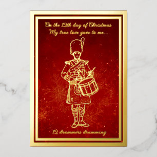 Zwölf Tage Weihnachten, Drummer trommeln Folien Feiertagskarte