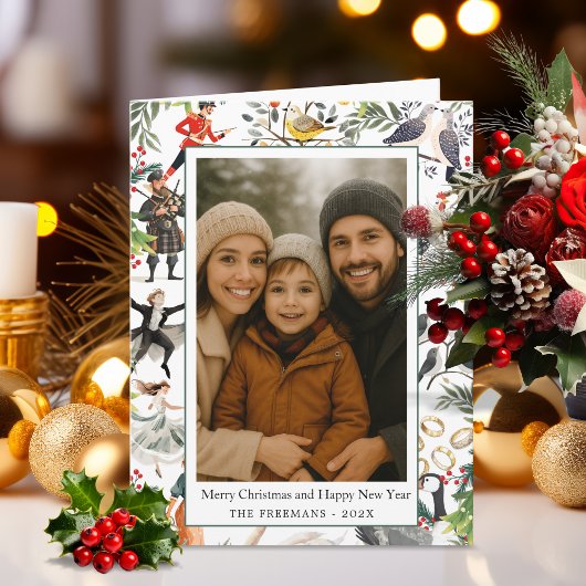Zwölf Tage Weihnachten gefaltet Karte