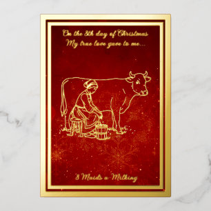 Zwölf Tage Weihnachten, Maid a Milking Folien Feiertagskarte