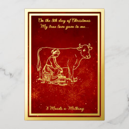 Zwölf Tage Weihnachten, Maid a Milking Folien Feiertagskarte