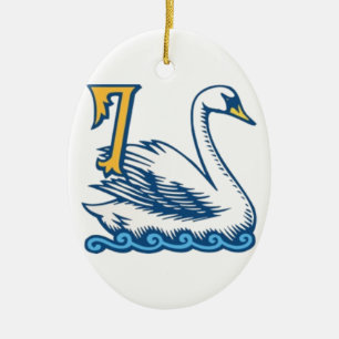 Zwölf Tage Weihnachten - sieben Schwäne Keramikornament