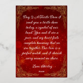 Zwölf Tage Weihnachten, Turteltauben Folien Feiertagskarte (Rückseite)