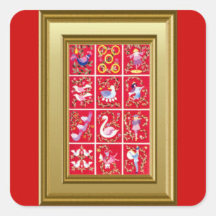 Zwölf Tage Weihnachtsaufkleber Quadratischer Aufkleber