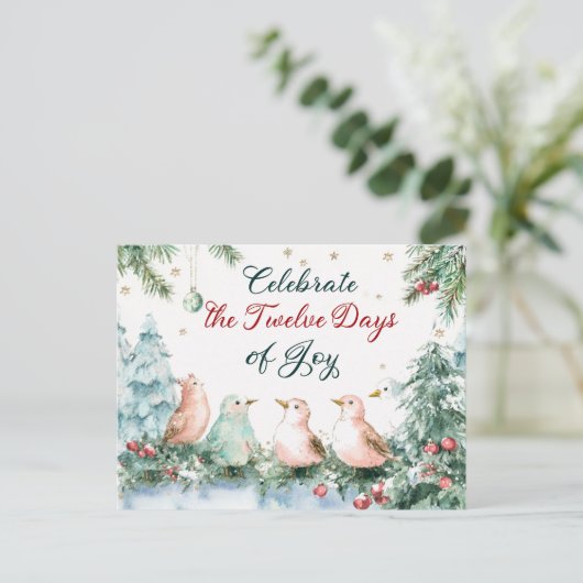 Zwölf Tage Weihnachtsbanner Feiertagspostkarte (Stehend Vorderseite)