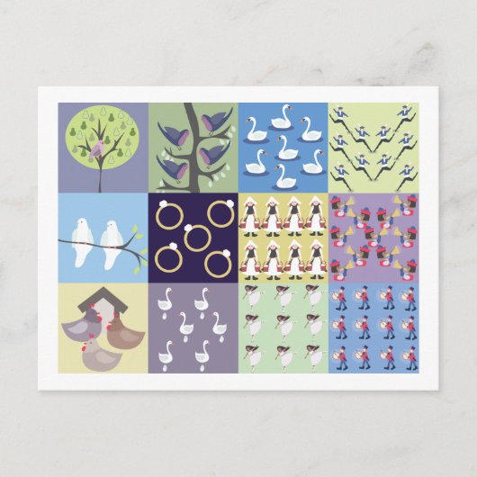 Zwölf Tage Weihnachtspostkarte Feiertagspostkarte (Vorderseite)