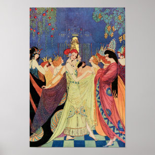 Zwölf tanzende Prinzessinnen Vintage Märchen Poster