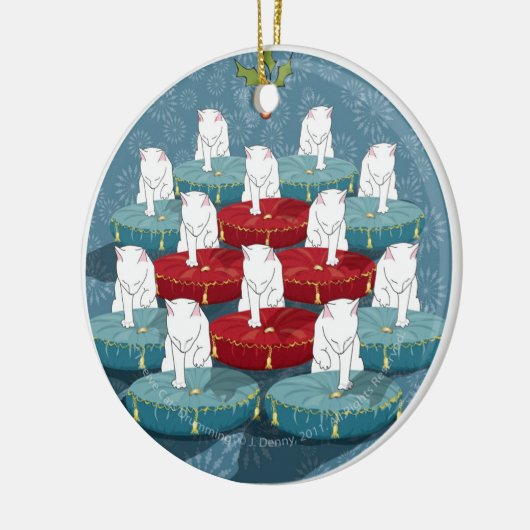 Zwölf trommelnde Katzen… Keramikornament (Links)