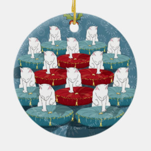 Zwölf trommelnde Katzen... Schmuck (doppelseitig) Keramik Ornament