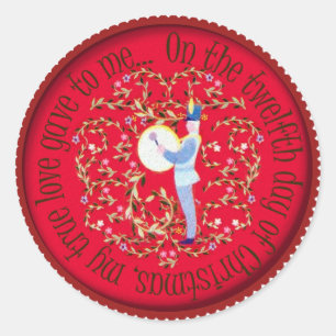 Zwölf Trommler trommeln Runder Aufkleber