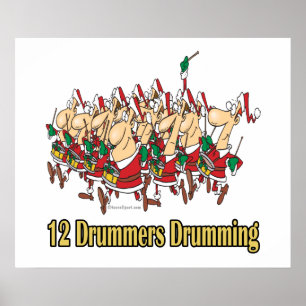 zwölf Trommler trommelnd 12. zwölfter Tag Poster