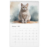 Zwölf Wasserfarben-Katzen-Kalender Kalender (Feb 2027)