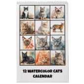 Zwölf Wasserfarben-Katzen-Kalender Kalender (Titelbild)