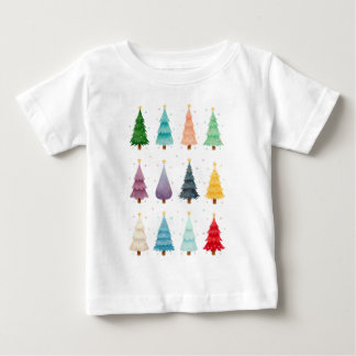 Zwölf Weihnachtsbäume: Farbiger Feiertagsdruck Baby T-shirt