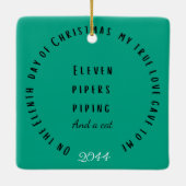 Zwölf Weihnachtstage mit Katze 11. Tag Keramikornament (Rückseite)