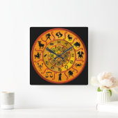 ~ zwölf Zeichen des Tierkreis ~ Quadratische Wanduhr (Zuhause)