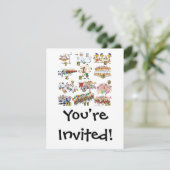 Zwölftage Weihnachtslied Cartoon Einladung (Stehend Vorderseite)