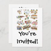 Zwölftage Weihnachtslied Cartoon Einladung (Vorne/Hinten)