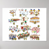 Zwölftage Weihnachtslied Cartoon Poster (Vorne)