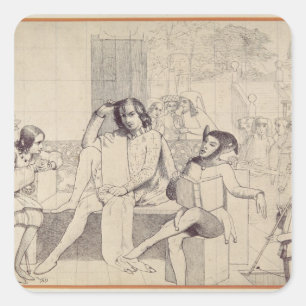 Zwölfte Nacht, c.1850 Quadratischer Aufkleber