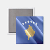 zXK002 KOSOVAR waving FLAG KOSOVO, Europa, Kühlsch Magnet (Vorderseite/Rückseite)